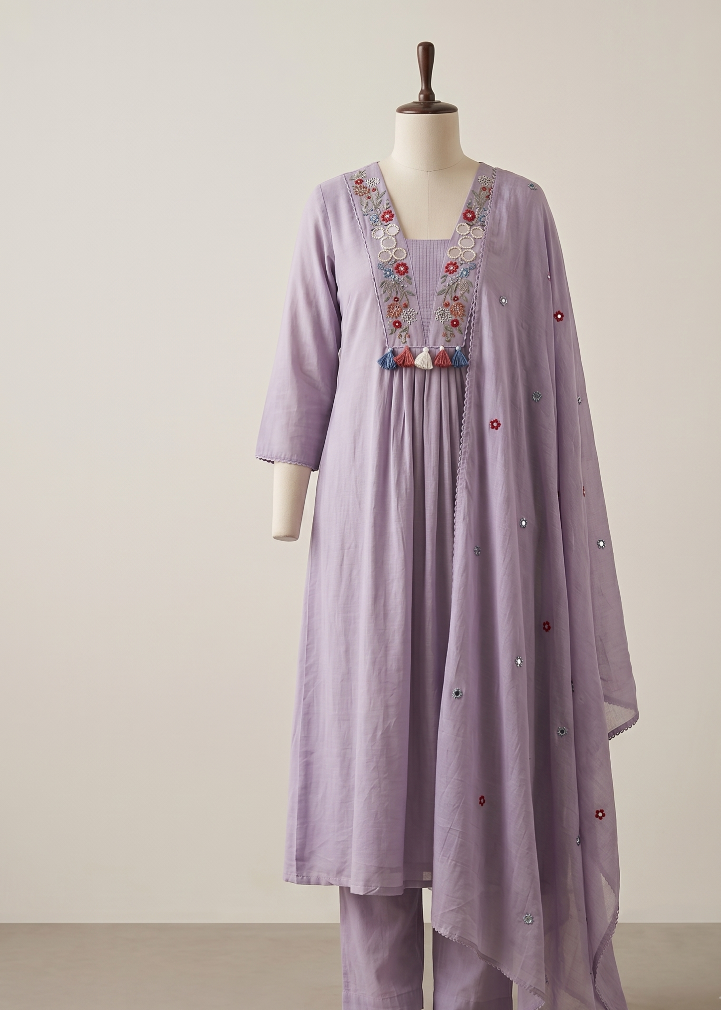 Lavender Roohi Dola Silk Suit Set With Duppata
