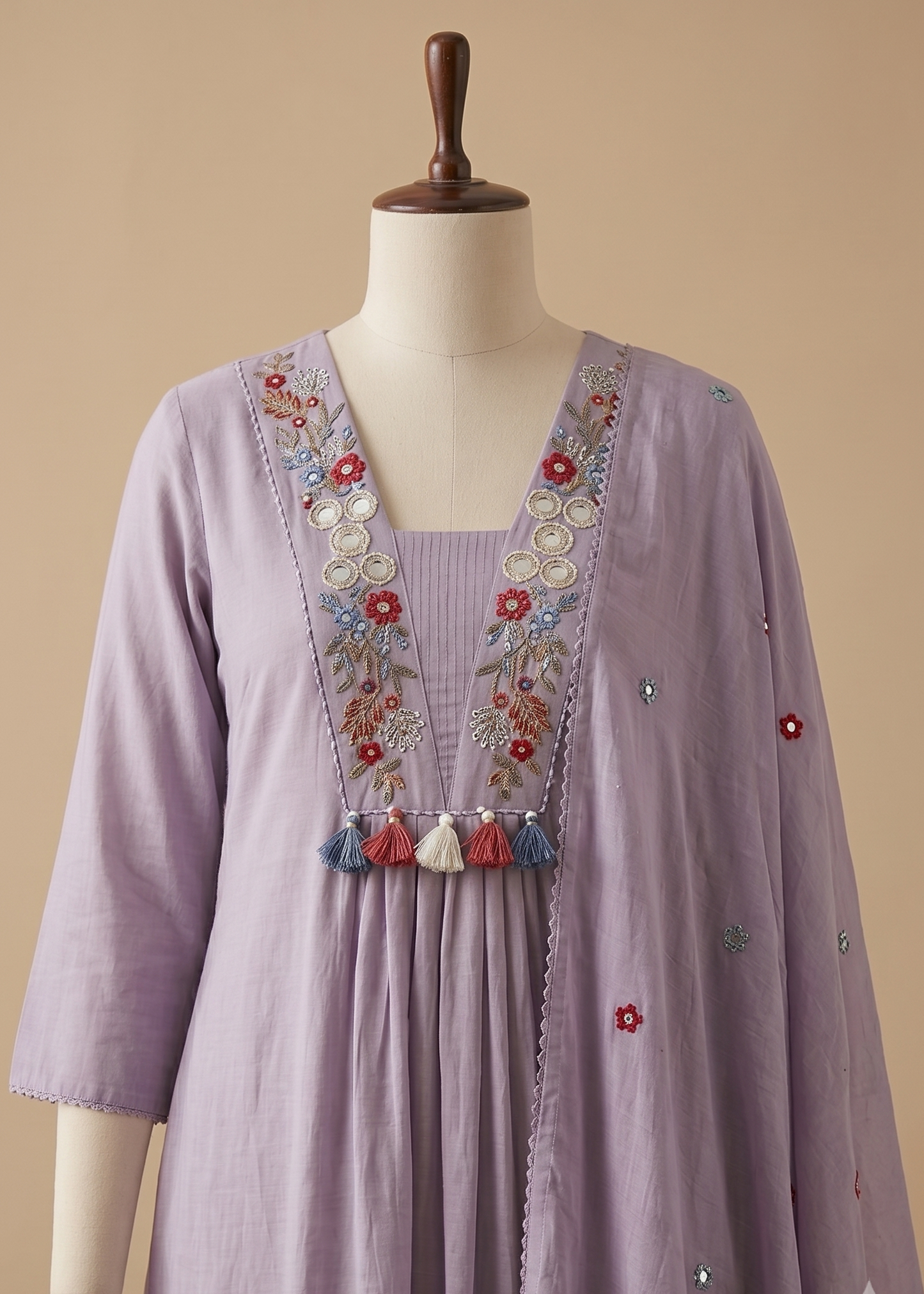 Lavender Roohi Dola Silk Suit Set With Duppata