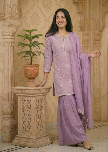 Lavender Sharara Farah with Duppata