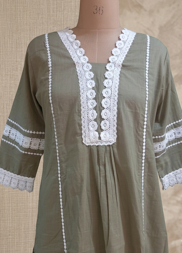 Light Olive green Manya Slub Cotton Co-ord set