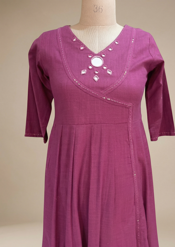 Magenta Ami Flex cotton Anarkali Kurta set