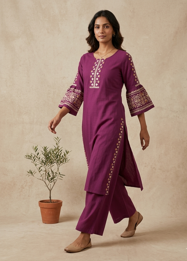 Magenta Elina Flex cotton Kurta Set