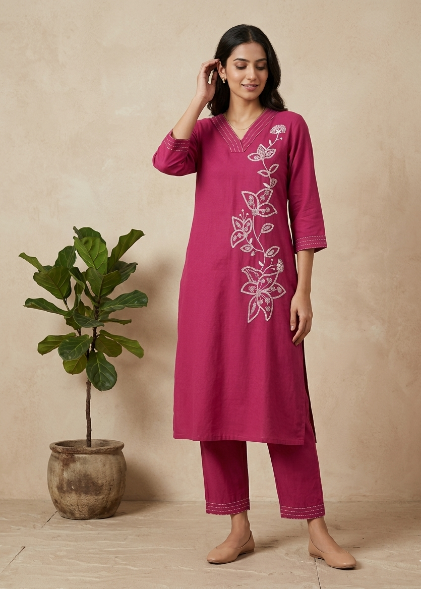 Magenta Hara Kurta Bottom