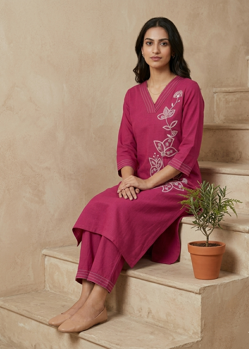 Magenta Hara Kurta Bottom
