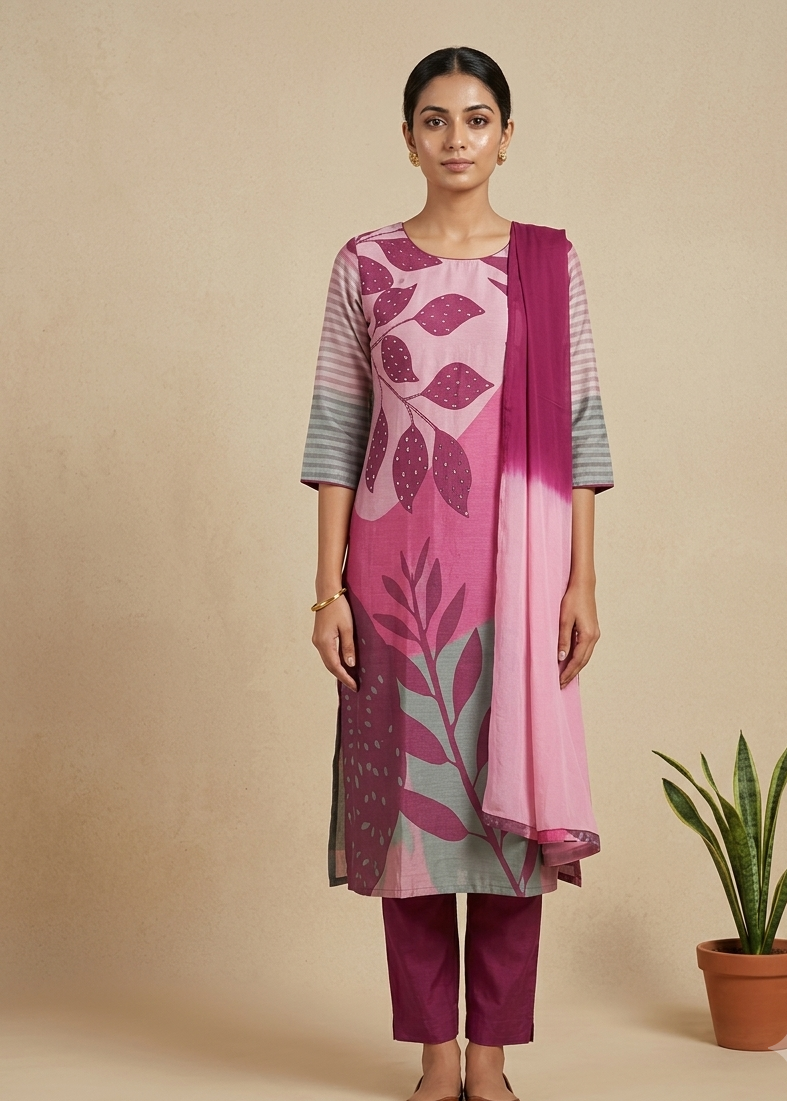 Magenta Menta Semi Linen suit set