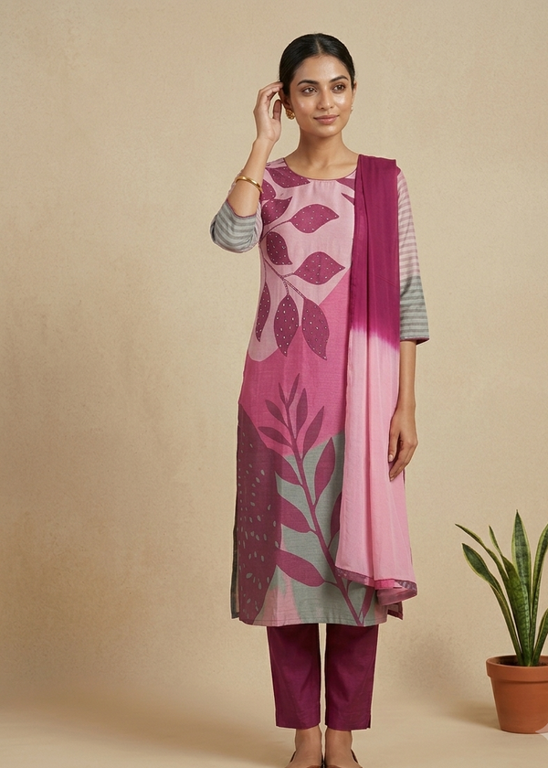 Magenta Menta Semi Linen suit set