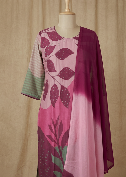 Magenta Menta Semi Linen suit set