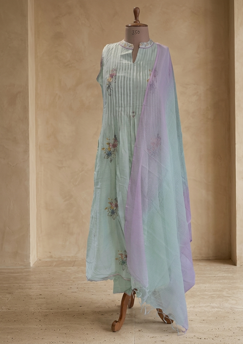 Green Madhulika Mul cotton A line Suit Set