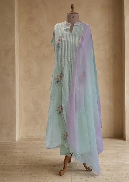 Green Madhulika Mul cotton A line Suit Set