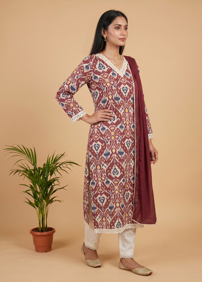 Maroon Esha Flex cotton suit set