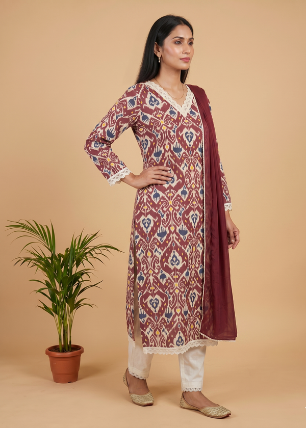 Maroon Esha Flex cotton suit set