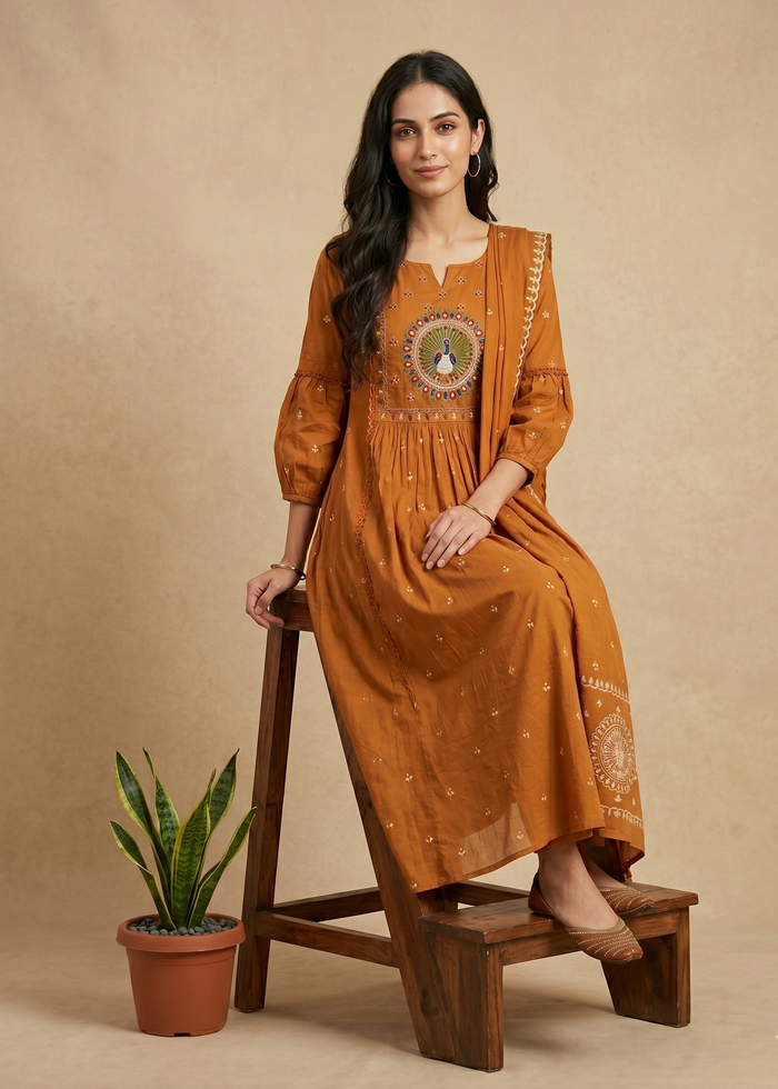 Metallic Gold Ziba A Line Cotton Suit set