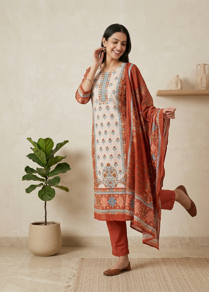 Charvi Orange Cotton Suit Set - NEW ARRIVAL