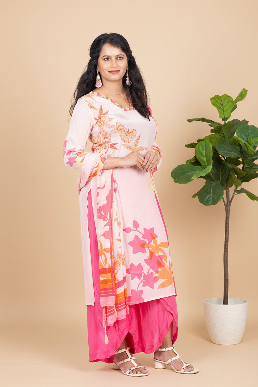 Designer Party Wear Readymade One Piece Gold Fluid Crepe Silk Suit