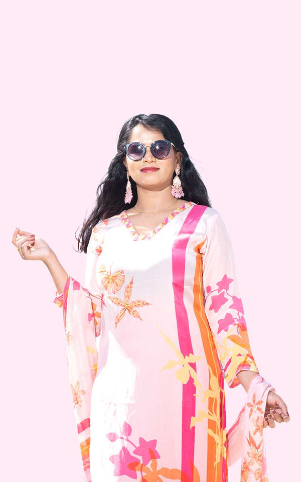 Pink Crepe silk suit set