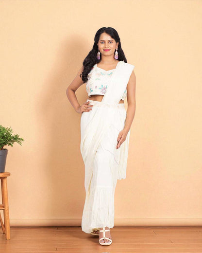 White Snow chinon silk Drape sharara