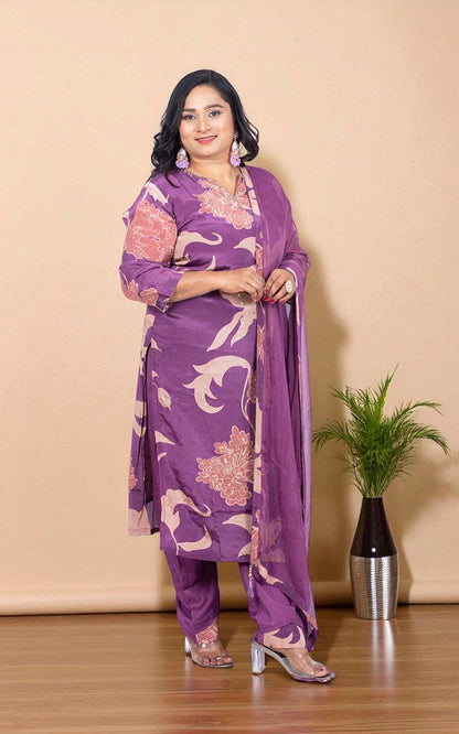 Wine Sana Crepe silk suit set