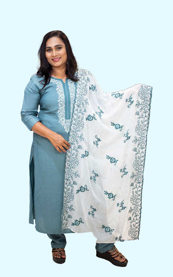 Powder blue Muslin Suit Set