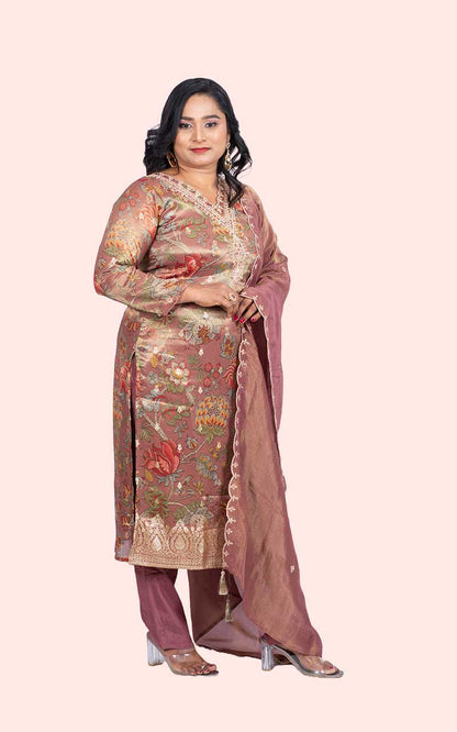 Kalamkari Tissue silk Suit Set