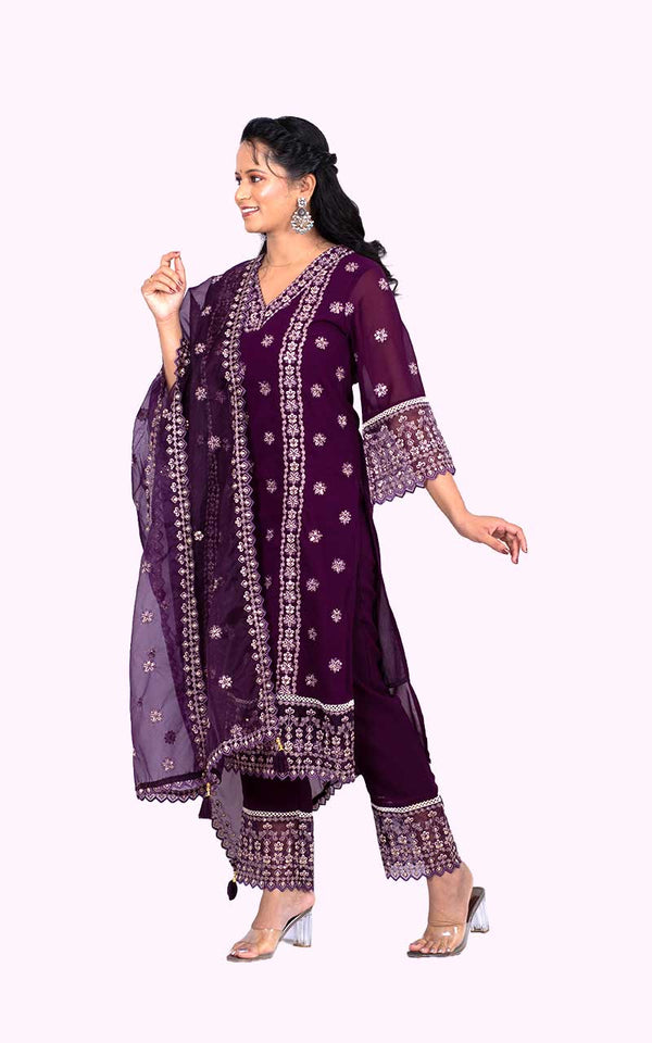 Raga Wine Georgette Pakistani suit set