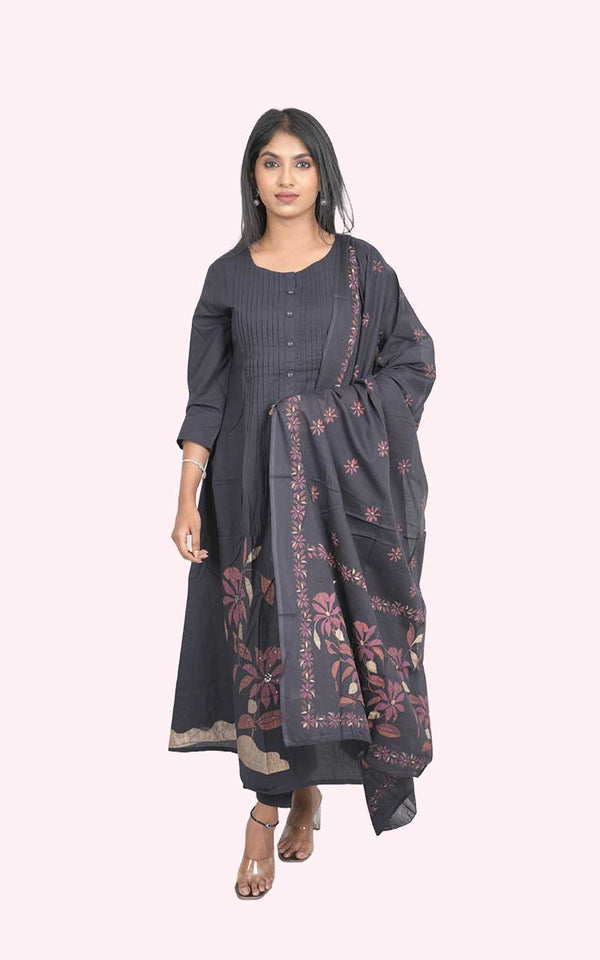 Rudra Blue A line Cotton Suit set