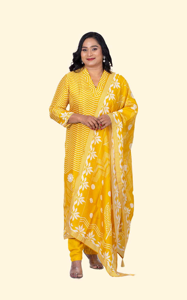 Yellow Sunshine silk Suit set