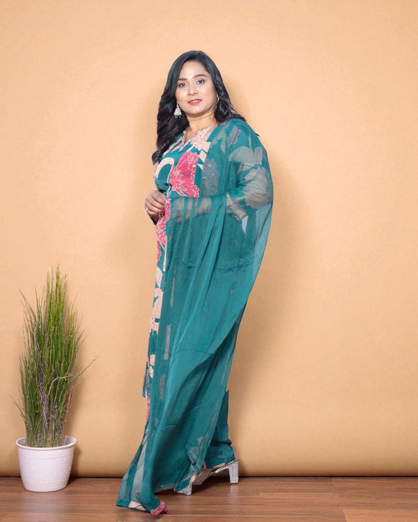 Bottle Green Sana Crepe silk suit set