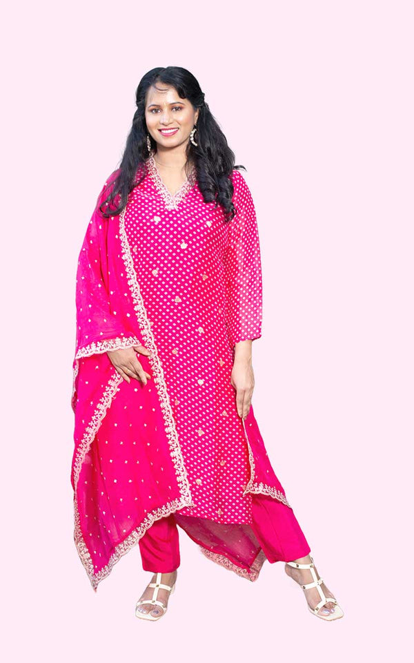 Pink Organza Banarasi  Suit Set