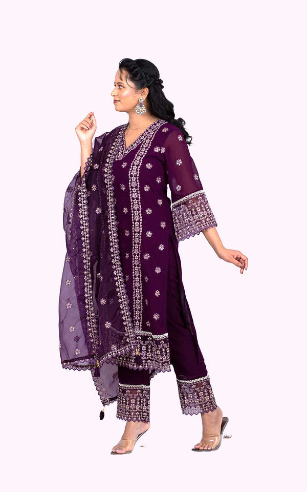 Raga Wine Georgette Pakistani suit set
