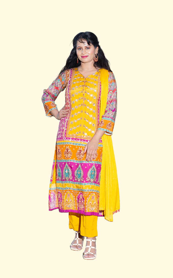 Yellow Manju Modal muslin suit set