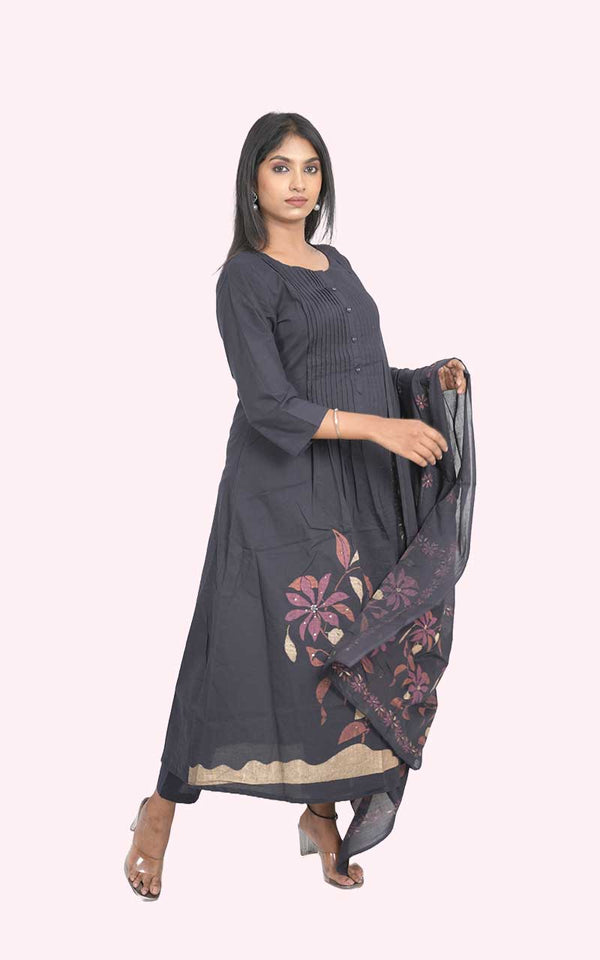 Rudra Blue A line Cotton Suit set