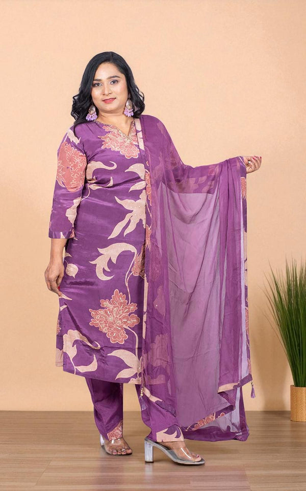 Wine Sana Crepe silk suit set