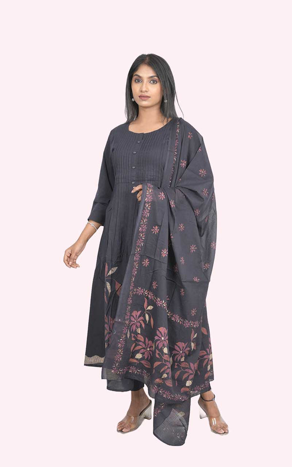 Rudra Blue A line Cotton Suit set