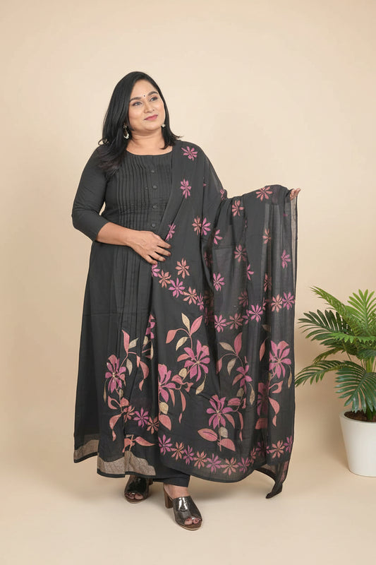Black Rudra A Line cotton Suit set