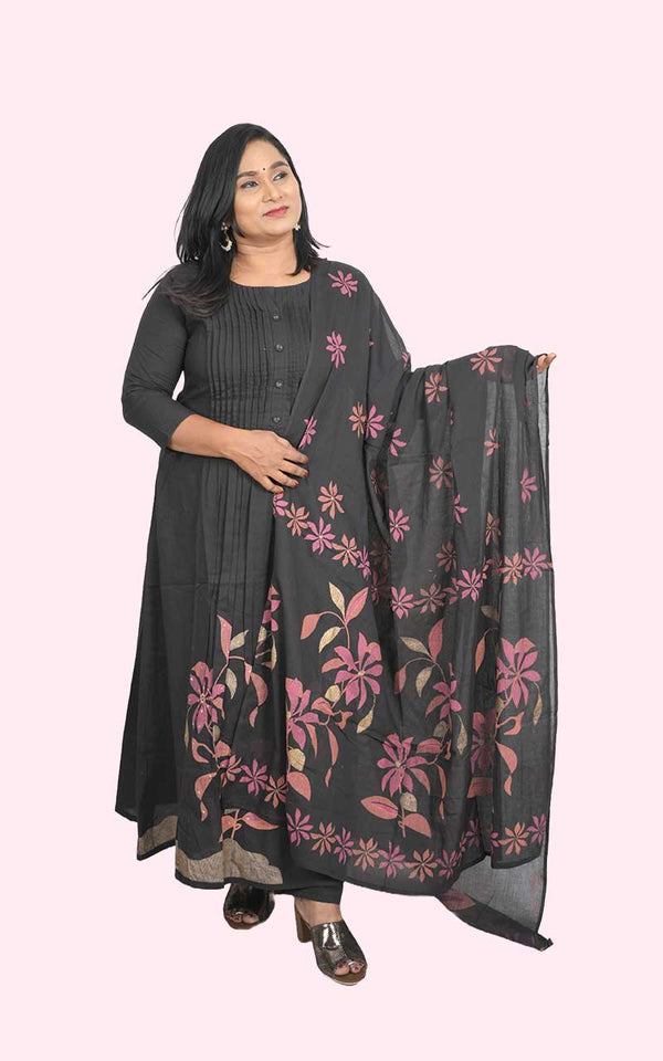 Black Rudra A Line cotton Suit set