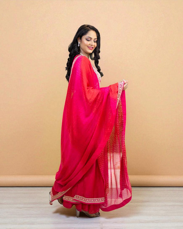 Pink Nyra Cut Tensil silk suit Set