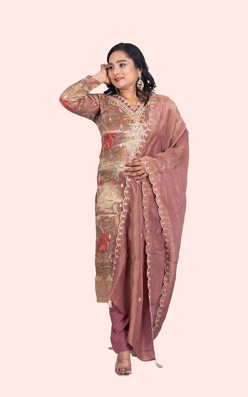 Kalamkari Tissue silk Suit Set