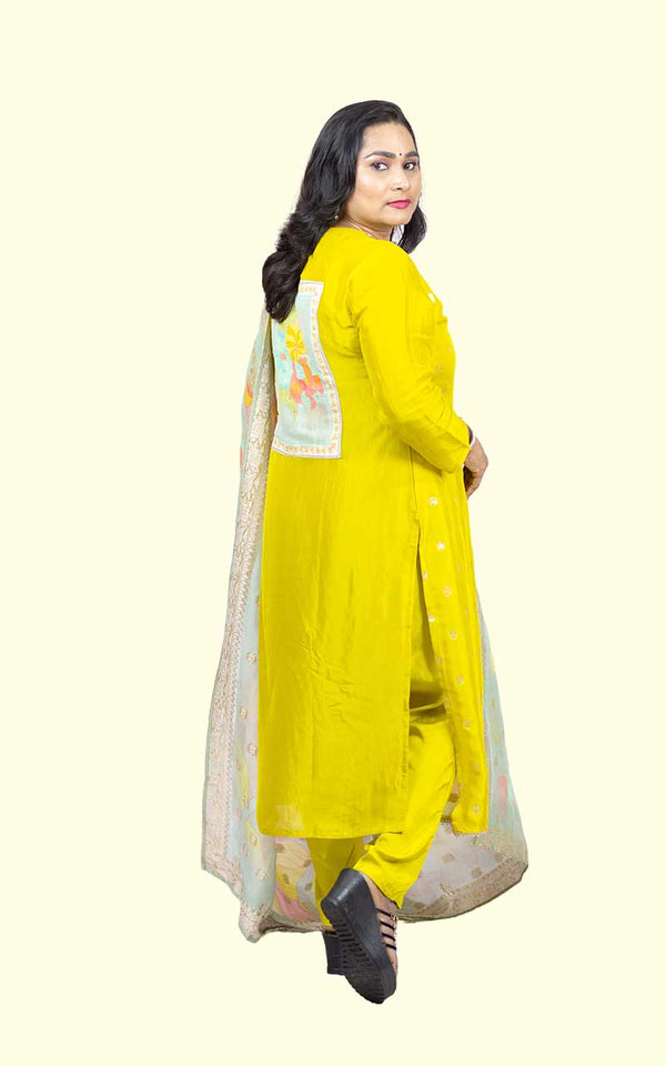 Yellow Organza Banarasi Suit Set