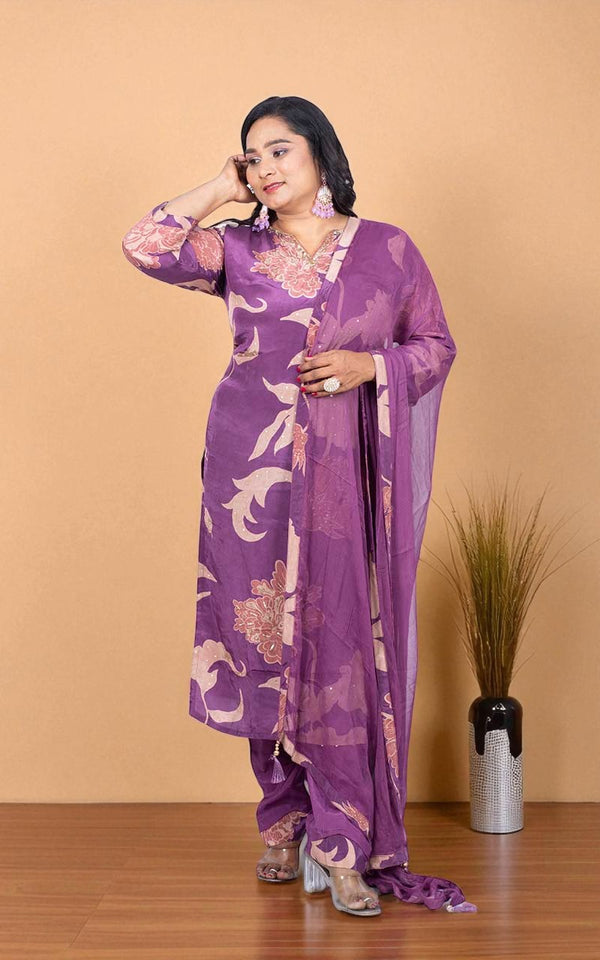 Wine Sana Crepe silk suit set