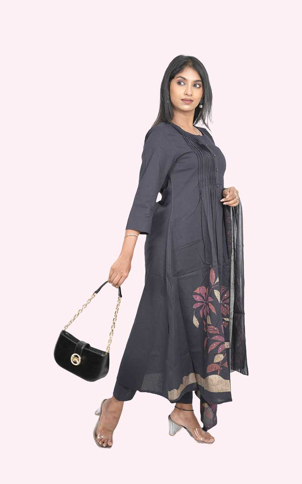Rudra Blue A line Cotton Suit set