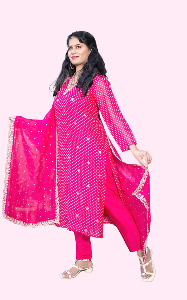 Pink Organza Banarasi  Suit Set