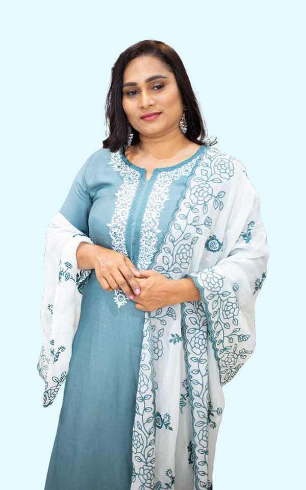 Powder blue Muslin Suit Set