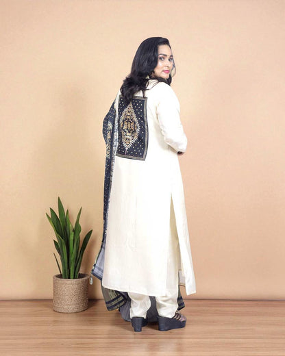 Ivory Gajji Silk Suit Set