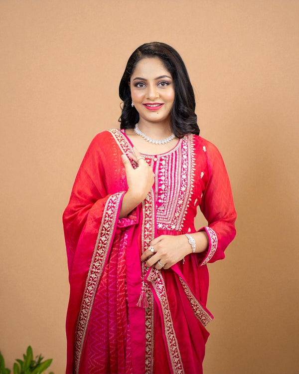 Pink Nyra Cut Tensil silk suit Set