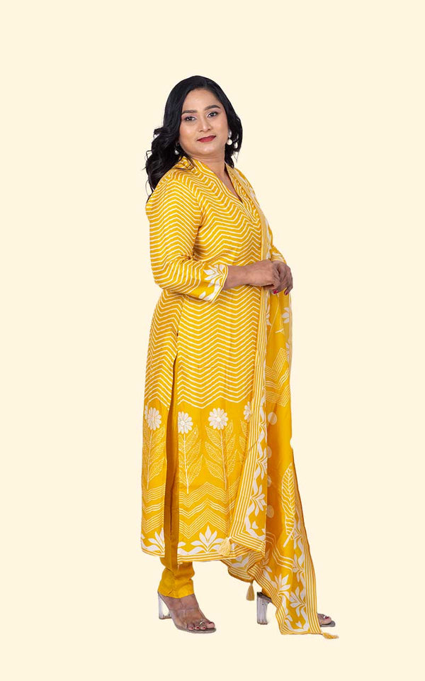 Yellow Sunshine silk Suit set
