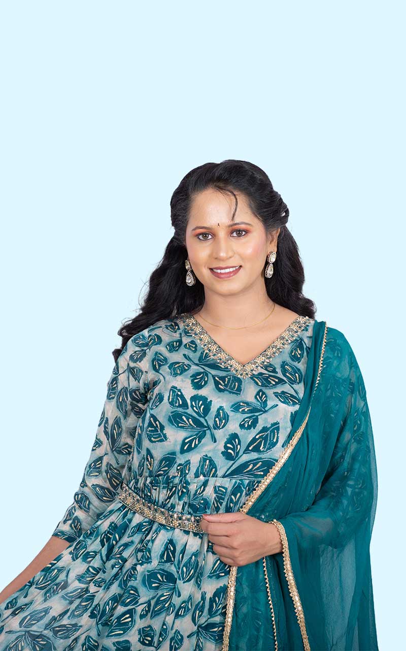 Teal Green Nyracut Chinon silk suit set