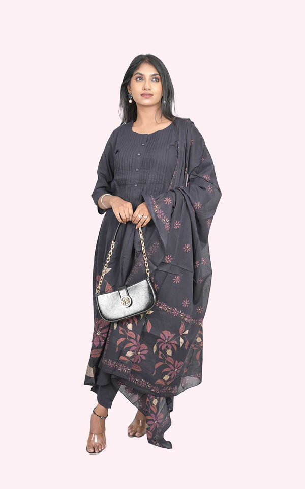 Rudra Blue A line Cotton Suit set
