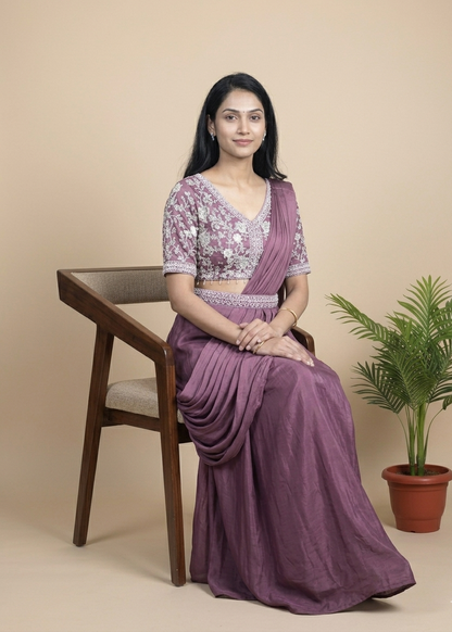 Pearl Chinon Silk drape Lehenga