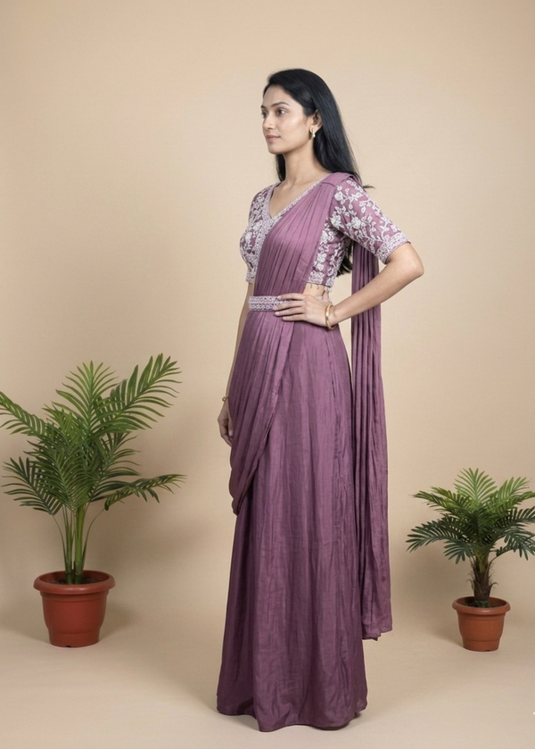Pearl Chinon Silk drape Lehenga