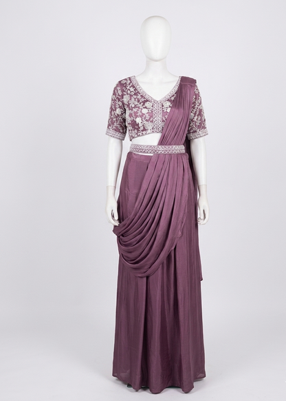 Pearl Chinon Silk drape Lehenga